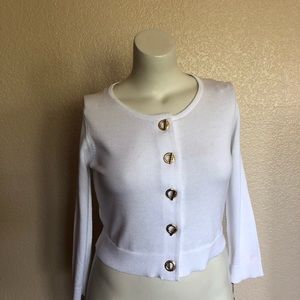 Calvin Klein Cardigan Knit Sweater Size PL White